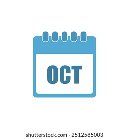 ícone de calendário em um fundo branco, outubro, ilustração vetorial