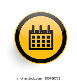 Calendar icon on yellow button background,clean vector