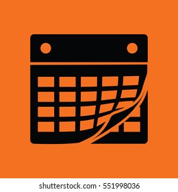 Calendar icon. Orange background with black. Vector illustration.