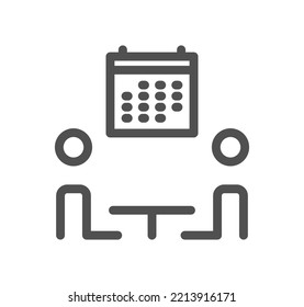 Esquema del icono del calendario y vector lineal.