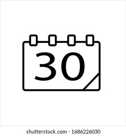 Calendar icon. outline vector isolated on white background.