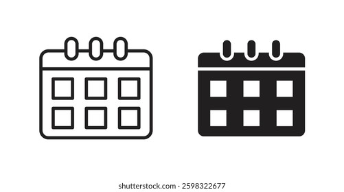 Calendar icon outlined icon vector collection.