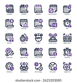 Paquete de iconos de calendario para su Sitio web, móvil, presentación y diseño de logotipo. Diseño de doble tono Calendar Icon. Ilustración gráfica de Vector y trazo editable.