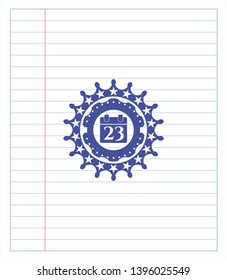 calendar icon pen effect. Blue ink. Vector Illustration. Detailed.