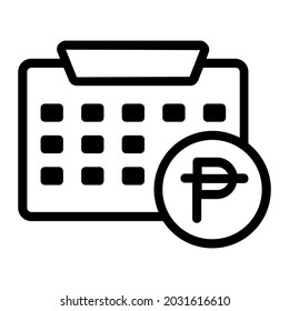 Calendar Icon with Philippine Peso Symbol Depict Monthly Bill or Invoice
