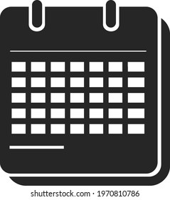 Calendar icon in plain black with precise graphics in Makassar, South Sulawesi Province, Indonesia - May 10, 2021