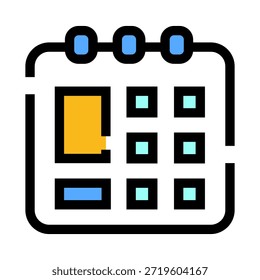 Calendar icon presenting a clear overview of dates, events, and important appointments, representing time management, organizing tasks, and planning future schedules
