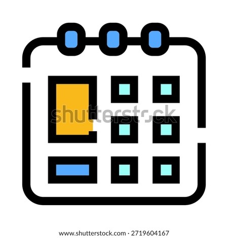Calendar icon presenting a clear overview of dates, events, and important appointments, representing time management, organizing tasks, and planning future schedules