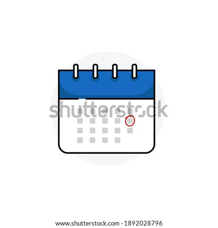 Calendar icon with a red circle for a date reminder. Illustration design