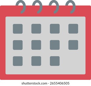 Icono del calendario con el marco rojo y la rejilla gris