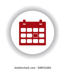 Calendar icon, red isolated white background