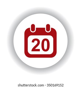 Calendar icon, red isolated white background