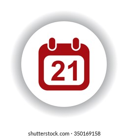 Calendar icon, red isolated white background