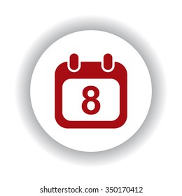 Calendar icon, red isolated white background