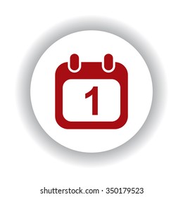 Calendar icon, red isolated white background