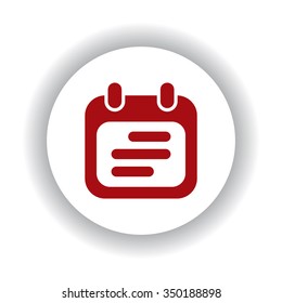 Calendar icon, red isolated white background