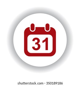 Calendar icon, red isolated white background