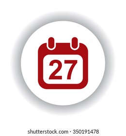 Calendar icon, red isolated white background