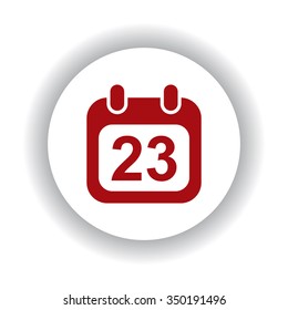 Calendar icon, red isolated white background