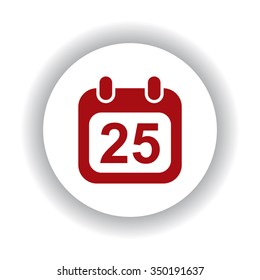 Calendar icon, red isolated white background