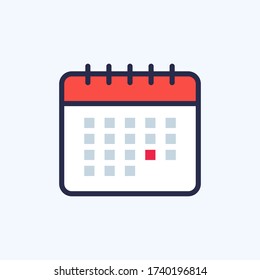 Calendar icon and red square. Mark the date, holiday, important day concepts. Flat style design. Vector icon esp 10