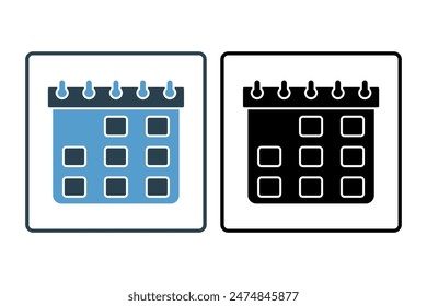 Calendar icon. icon related to action plan. suitable for web site, app, user interfaces, printable etc. solid icon style. simple vector design editable