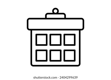 icono de calendario. icono relacionado con la web básica y la interfaz de usuario. adecuado para sitio web, aplicación, interfaces de usuario, imprimible, etc. estilo de icono de línea. diseño de vector simple editable