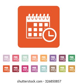 The calendar icon. Reminder and event, time symbol. Flat Vector illustration. Button Set