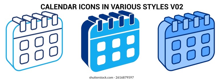 Calendar icon represented by Simple Calendar icon Blue, Dualline, Dualtone style.