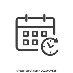 Icono de calendario. Icono de programación aislado en fondo blanco. Diseño plano. Ilustración vectorial.