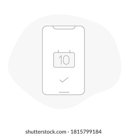 Icono de calendario, programa, aplicación de planificación en pantalla de smartphone. Ilustración vectorial de diseño plano creativa.