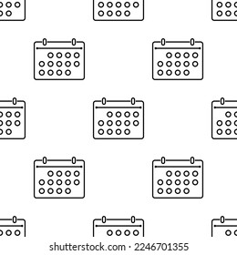 Calendar Icon Seamless Pattern, Daily Event Planner System Of Organizing Days Vector Art Illustration