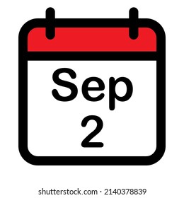 Calendar icon with second September, vector illustration