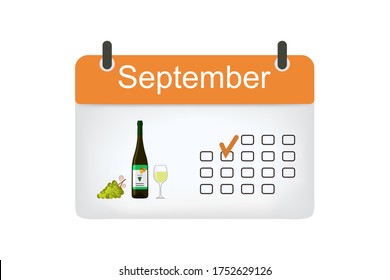 Calendar icon September with pattern isolated on white background. Vector illustration