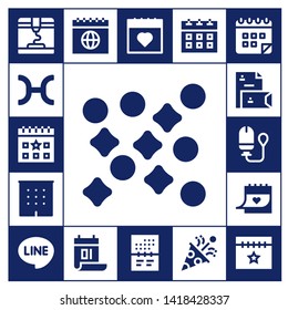 calendar icon set. 17 filled calendar icons.  Simple modern icons about  - 3d, Pisces, Calendar, Confetti, Office, Stationery, Tampon, Line