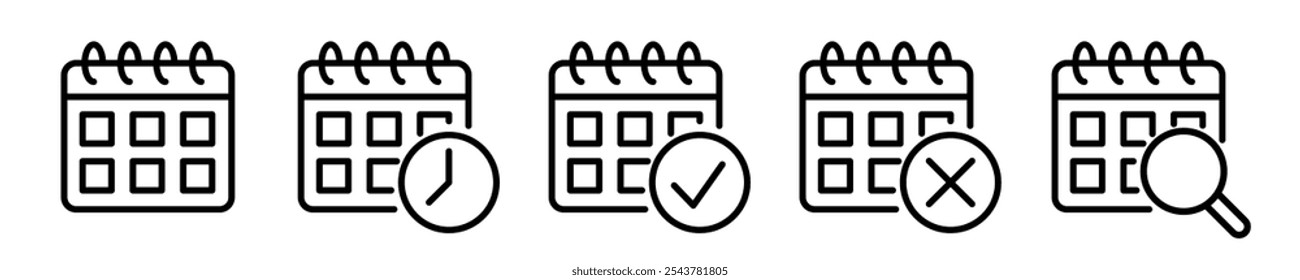 Icono de calendario. Conjunto de iconos de calendario
