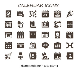 calendar icon set. 30 filled calendar icons.  Collection Of - Event, Schedule, Confetti, Calendar, Tampon, Plotter, Office, Line, Pisces, Exercise, Agenda