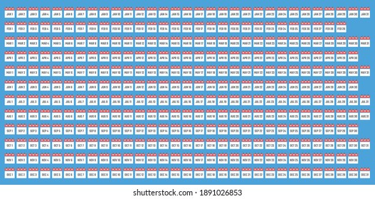 calendar icon set with all days and all months of the year