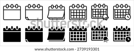 Calendar icon set. Set of black and white calendar icons, perfect for scheduling and planning graphics.