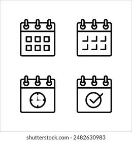 Calendar icon set, Calender symbol, calendar vector icon, on white background.