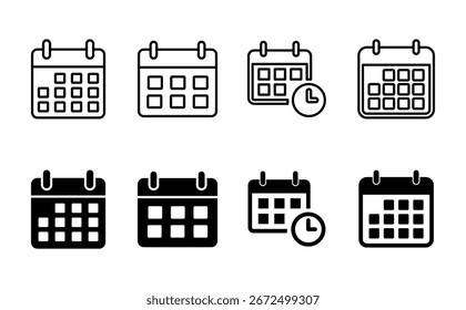 Ícone de calendário definido. Símbolo do calendário. ícone do vetor de calendário