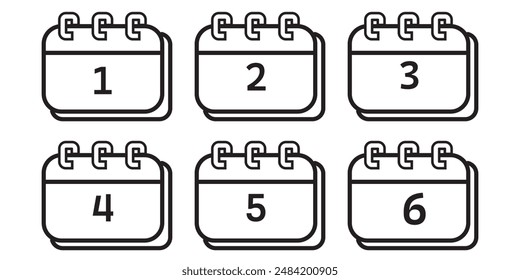 Calendar icon set. Containing date, schedule, month, week, appointment, agenda, organization and event icons. Solid icon collection. Vector illustration.