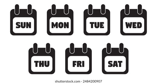 Calendar icon set. Containing date, schedule, month, week, appointment, agenda, organization and event icons. Solid icon collection. Vector illustration.