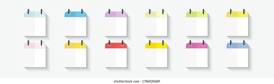 Calendar icon set. Date and time, day, month. Vector illustration