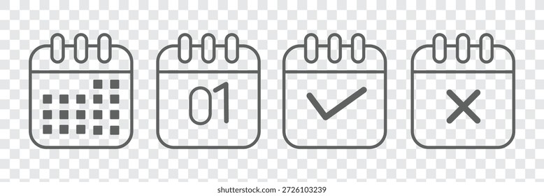 Calendar Icon Set With Day Date Event Appointment Reminder Schedule and Planning Graphic