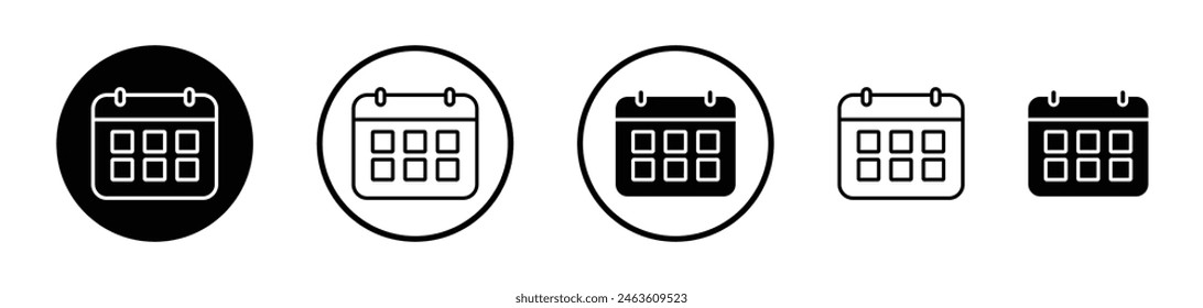 Calendar icon set. Day, week, month, and year vector symbols for agendas and appointments.