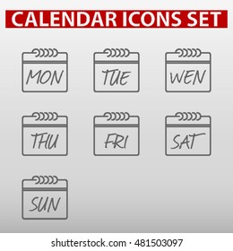 Calendar Icon Set / Days of Week 