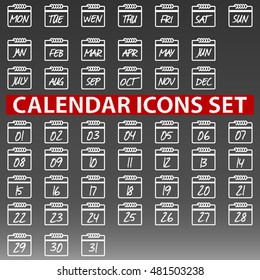 Calendar Icon Set / Days of Week / Months / Dates