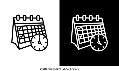 Calendario con diseño de conjunto de iconos