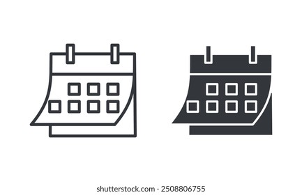 Calendar icon set Editable stroke pixel perfect. icon, calendar, time, schedule, date, year, day, month, holiday, vector, symbol, ring, office, number, meeting